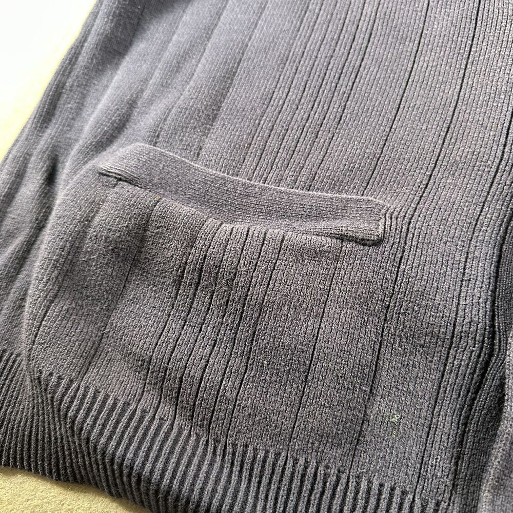Vintage Eddie Bauer Sweater Vest Mens Large Navy Cardigan Cable Knit Fisherman - Picture 3 of 10